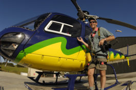 Brian Skerry with helicopter